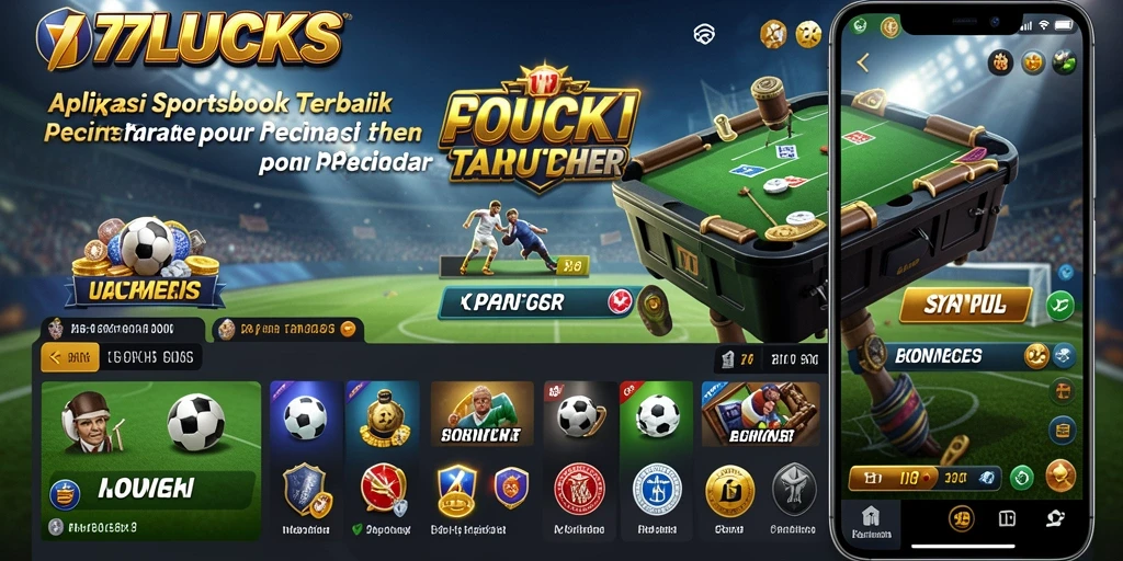 Tampilan menarik pada layar utama aplikasi Sportsbook 77LUCKS.