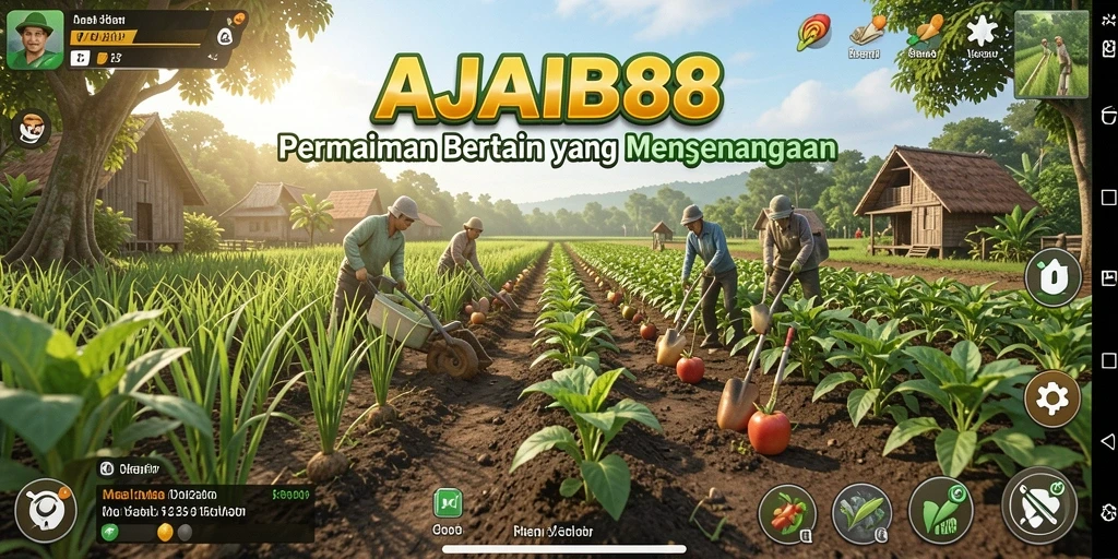 Tampilan gameplay AJAIB88 dengan aktivitas bertani yang seru dan menyenangkan.