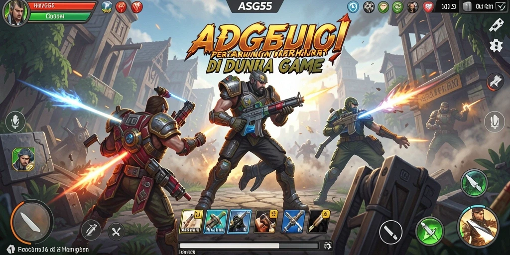 Screenshot gameplay ASG55 dengan pertarungan yang intens.