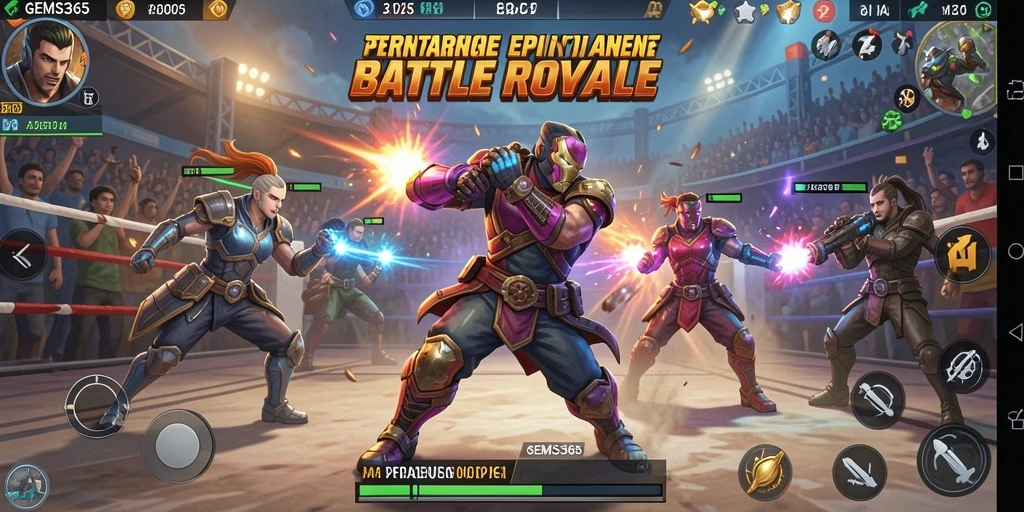 Tangkapan layar GEMS365 menunjukkan pertempuran mendebarkan dalam mode Battle Royale.