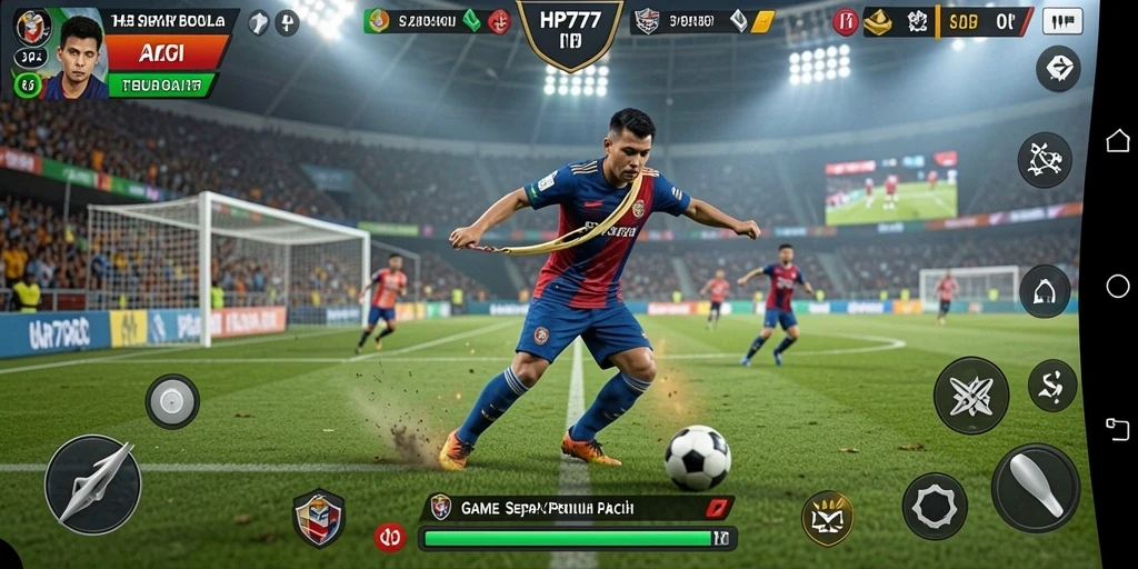 Gameplay HP777 yang seru dan mendebarkan dalam sepak bola.