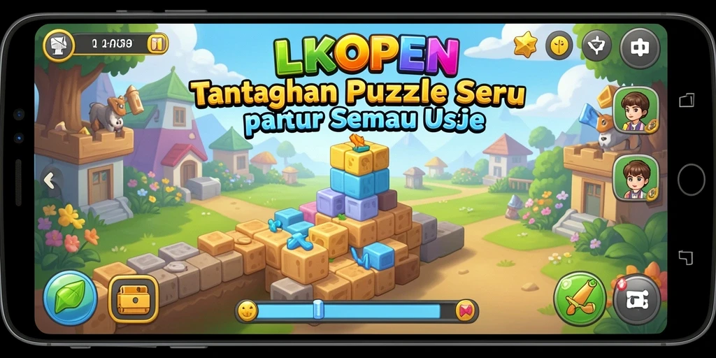 Screenshot gameplay LKOPEN dengan berbagai teka-teki menarik.