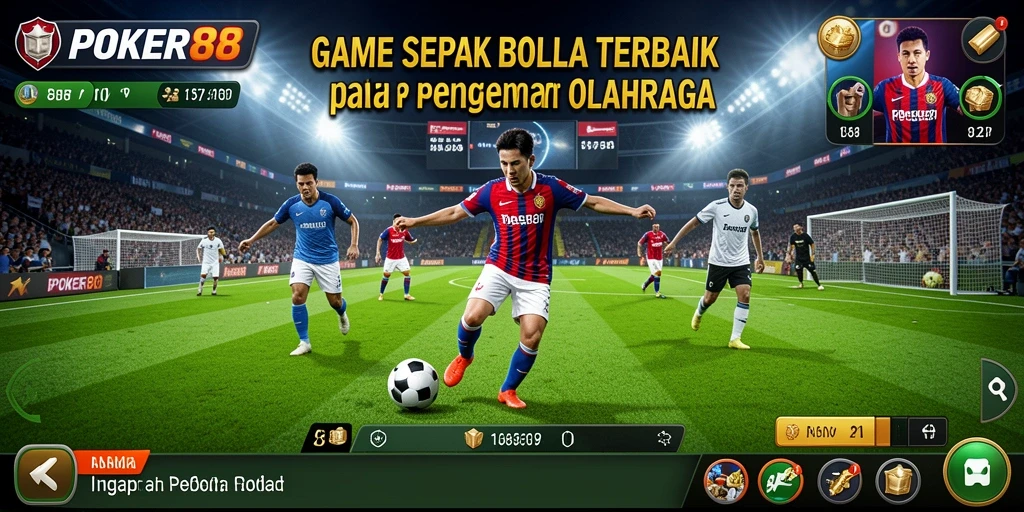 Screenshot utama POKER88 menampilkan gameplay sepak bola yang mendebarkan.