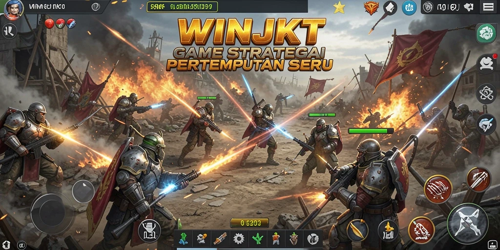 Tampilan gameplay menampilkan strategi pertempuran yang intens.